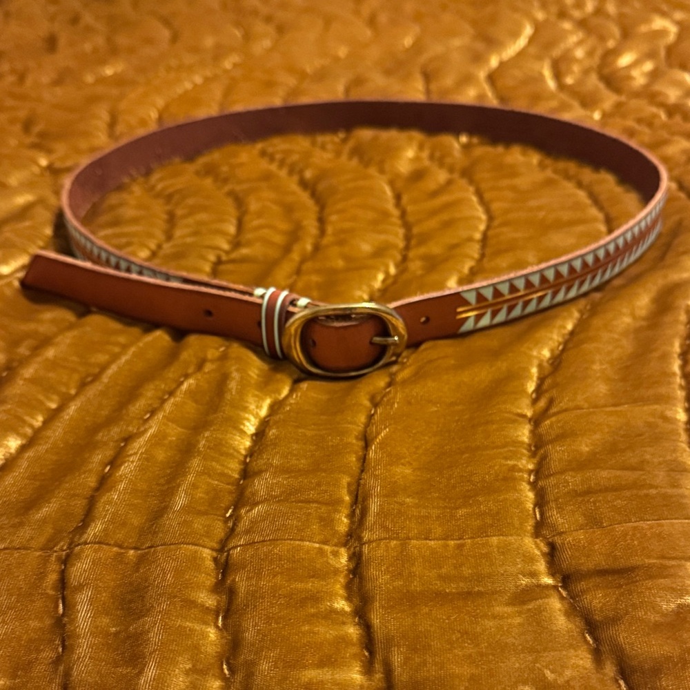 J. Crew Factory Brown Belt with Geometric Accents